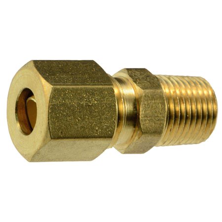 MIDWEST FASTENER 1/4" OD x 1/8MIP Brass Compression Pipe Connectors 4PK 34481